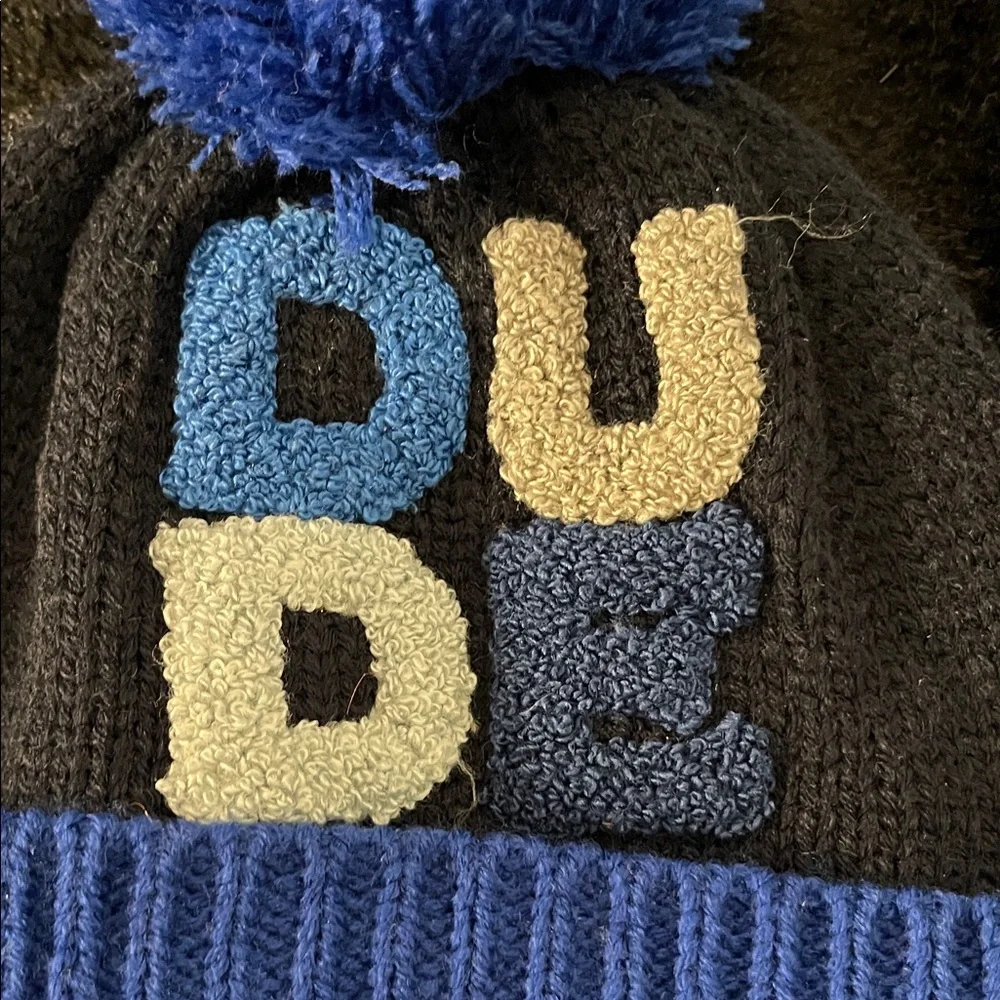Wonderkids Blue and Black Pom-Pom Hat
